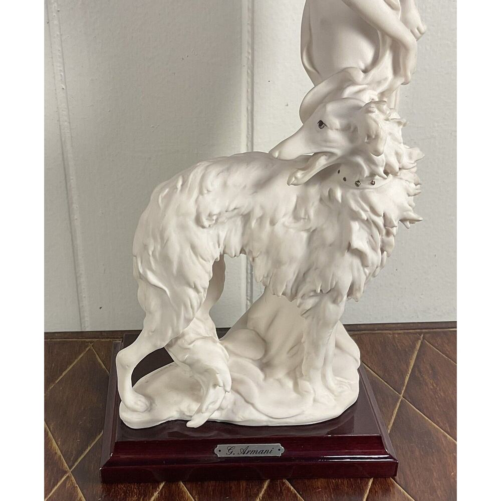 Giuseppe Armani Lady with Dog figurine, signed, Lady with Borzoi 1987